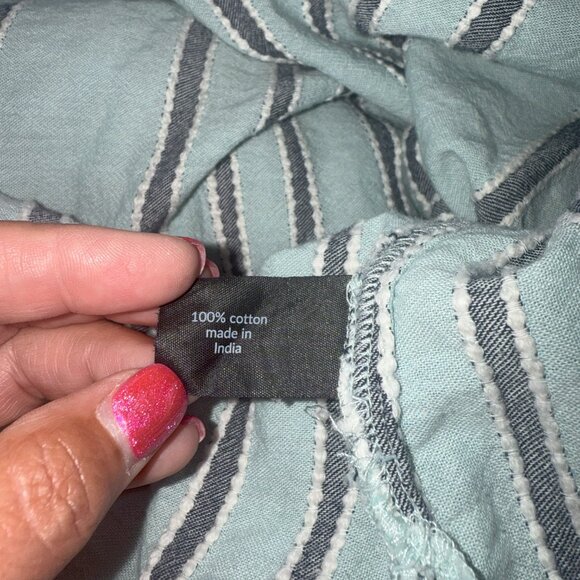 Lane Bryant Coastal Blue Stripe, Ruffle, Sleeveless Top (Size 18...like 2XL) - Picture 5 of 6